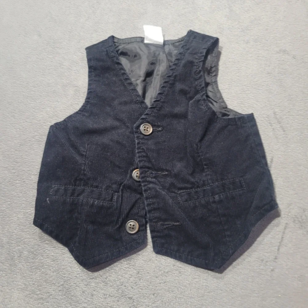 Gymboree Vest Boys 6-12 Months Navy Blue Corduroy Formal Holiday‎ Dapper 1401466